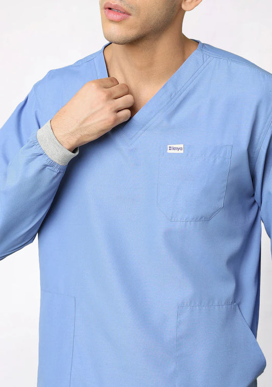 Men's Scrubs - Classic Longsleeves Color Ceil Blue