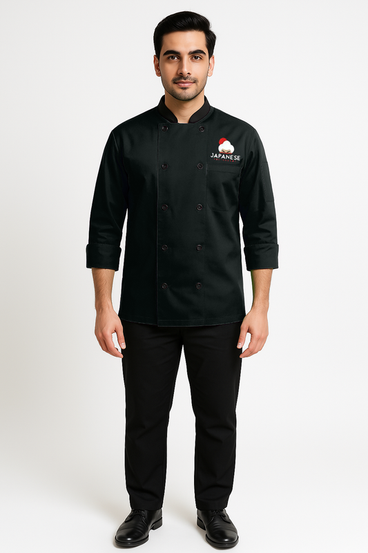 ChefRegal 3/4 Sleeve Chef Coat - Color Black