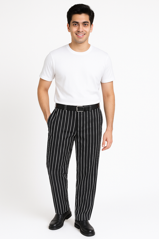 Striped Chef Trousers - Color Black & White