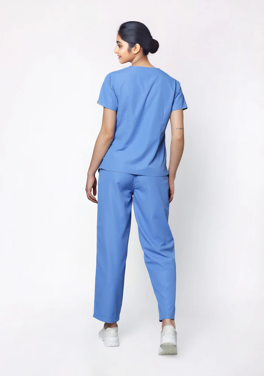 Women's Scrubs - Classic 5 Pockets Color Ceil Blue
