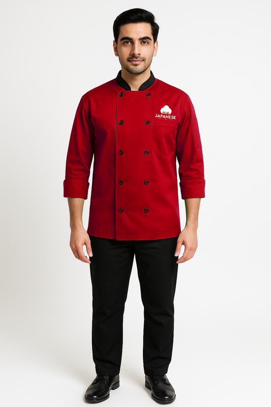 ChefRegal 3/4 Sleeve Chef Coat - Color Red