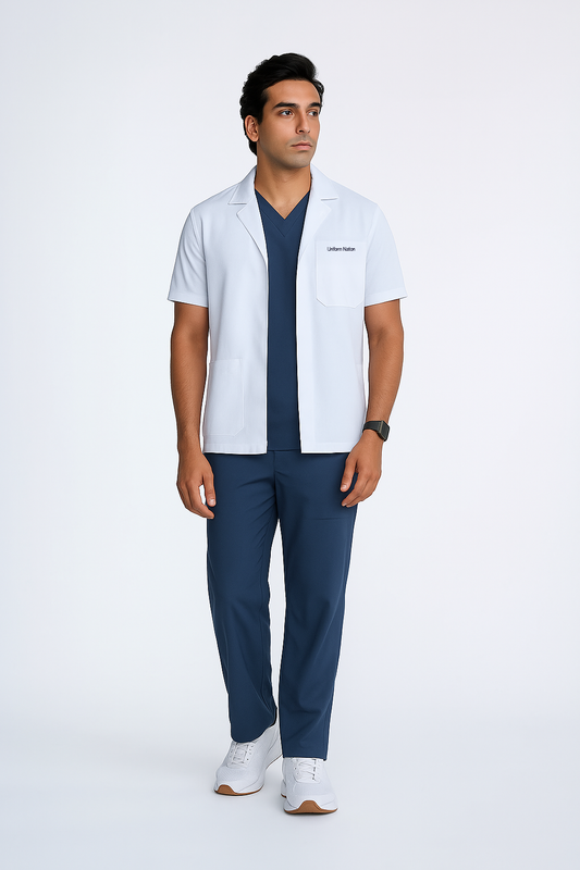 Men's Lab Coat Apron - Short Length Long Sleeve