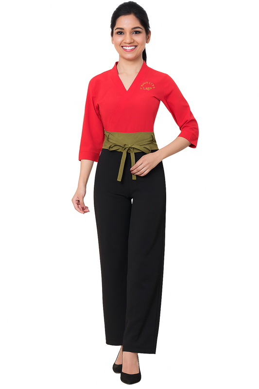 Designer Salon Work Dress (2 Piece) - Color Red