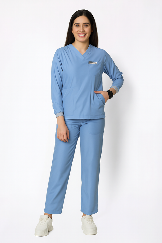 Women's Scrubs - Classic Longsleeves Color Ceil Blue