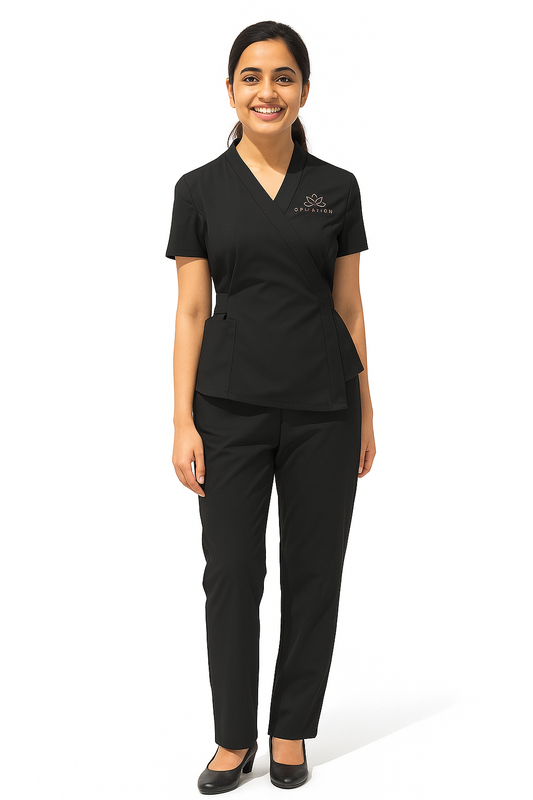 Beauty Workwear Belted Style (2 Piece) - Color Black