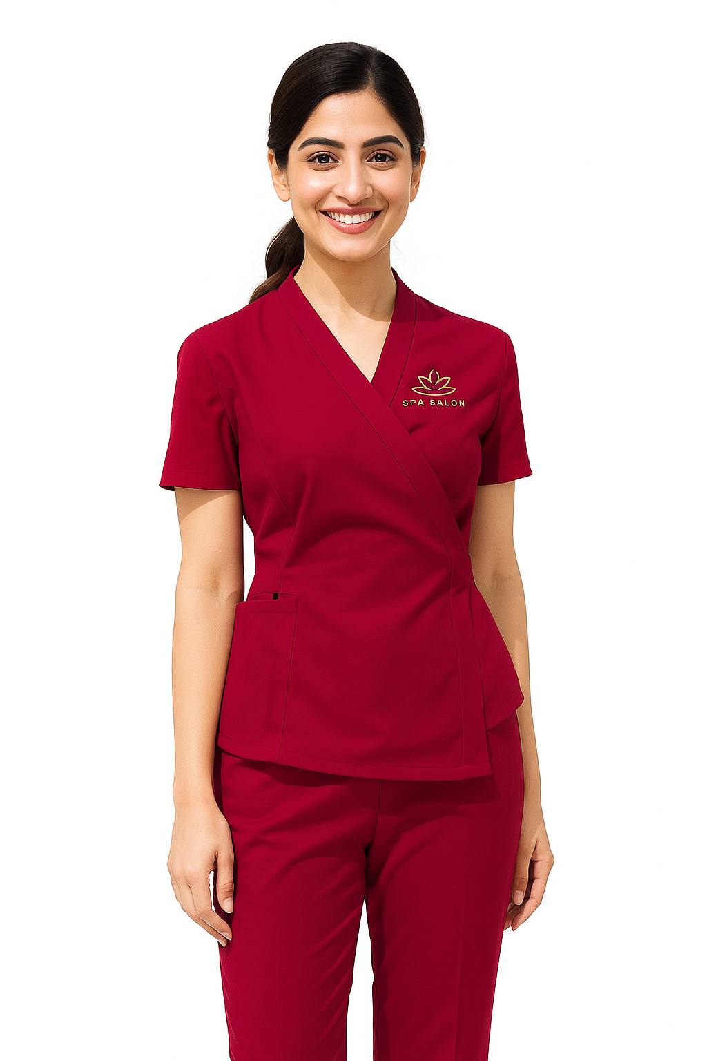 Beauty Workwear Belted Style (2 Piece) - Color Red