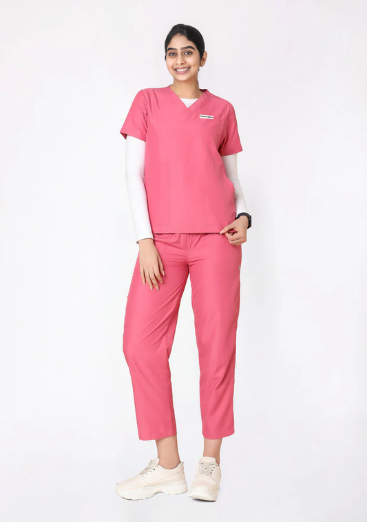 Women's Scrubs - Classic 5 Pockets Color Hot Pink