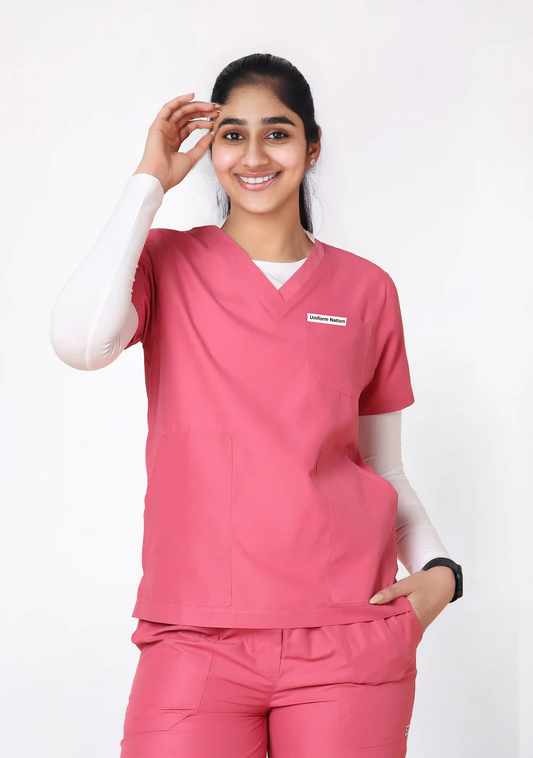 Women's Scrubs - Classic 5 Pockets Color Hot Pink