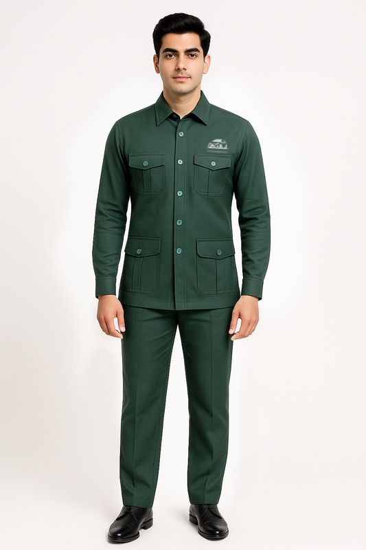 EliteDrive Safari Suit Driver Uniforms - Color Hunter Green