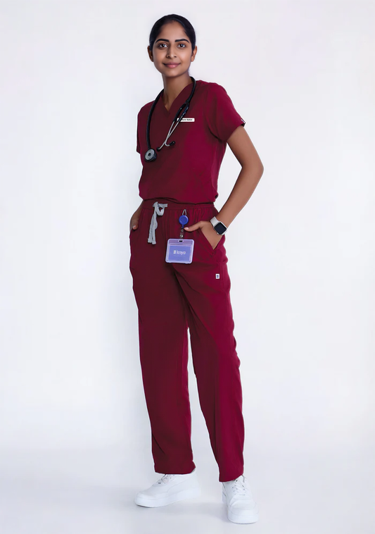 Women's Scrubs - Classic 5 Pockets Color Maroon
