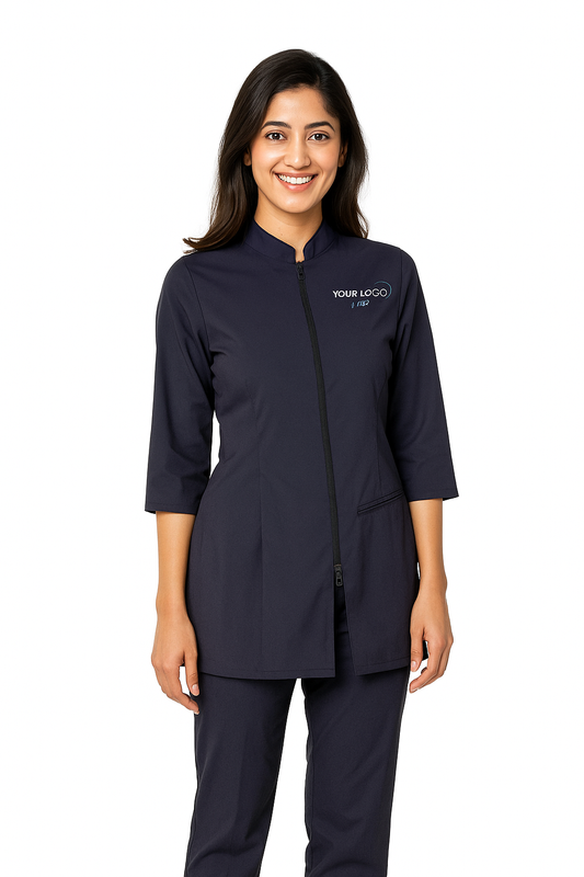 Salon Style Tunic - Color Navy Blue