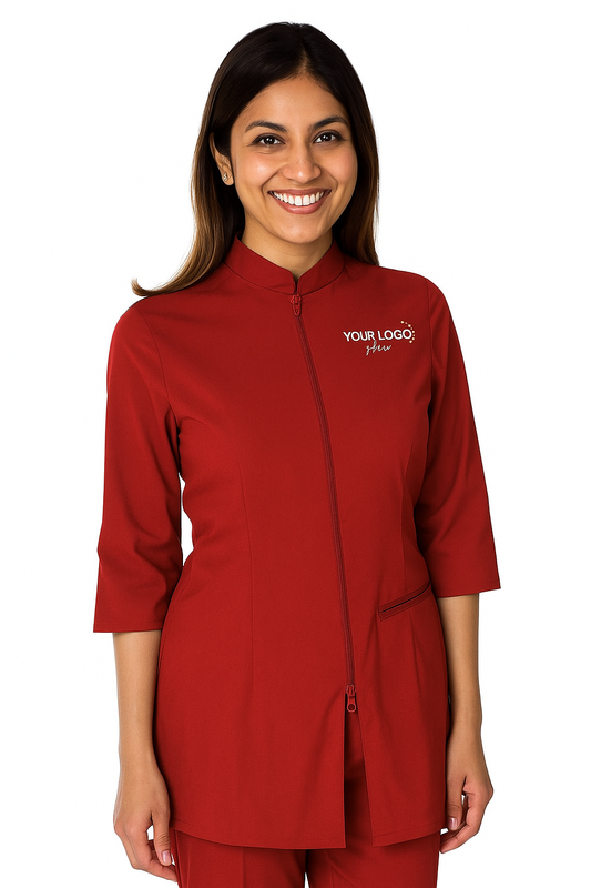 Salon Style Tunic - Color Red