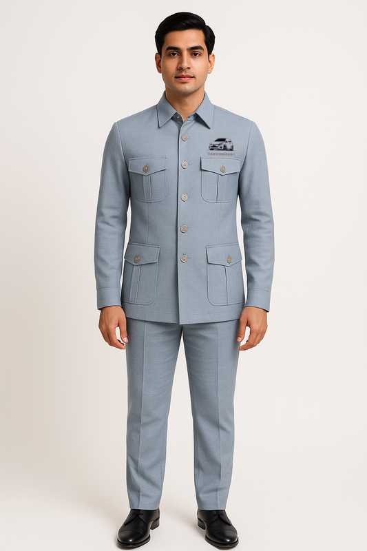 EliteDrive Safari Suit Driver Uniforms - Color Water Blue
