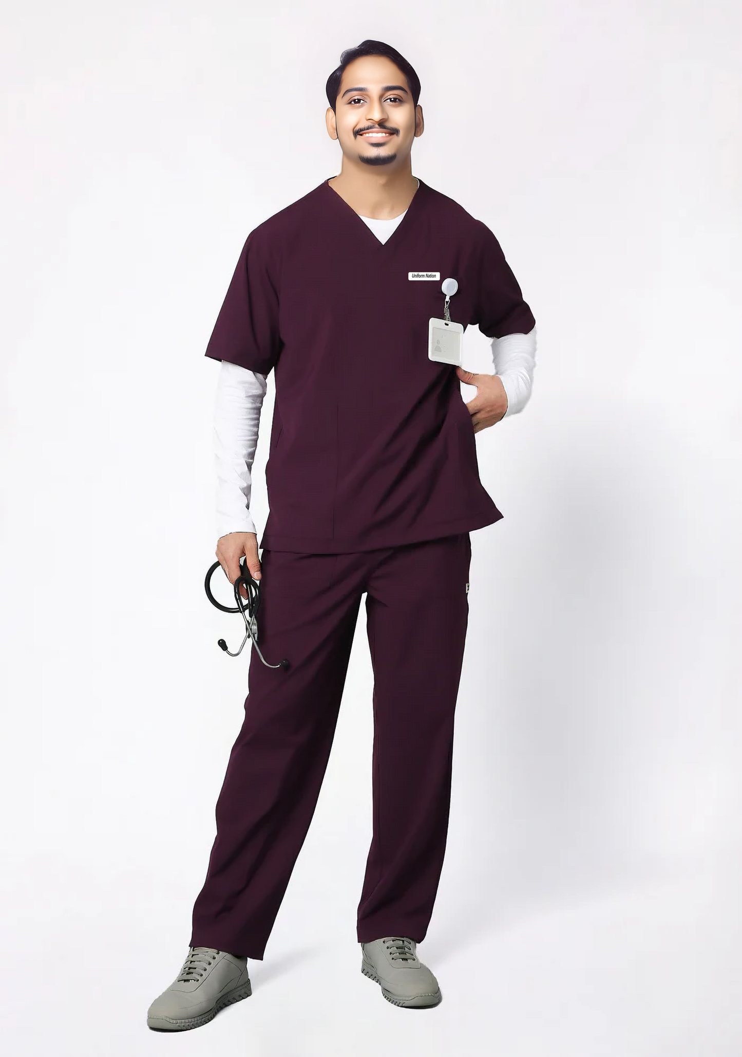 Men's Scrubs - Flex4 V-Neck Active Color Wine