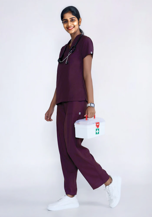 Women's Scrubs - Classic 5 Pockets Color Wine