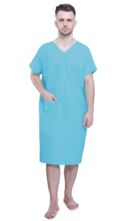Patient Gowns - Color Blue Checks