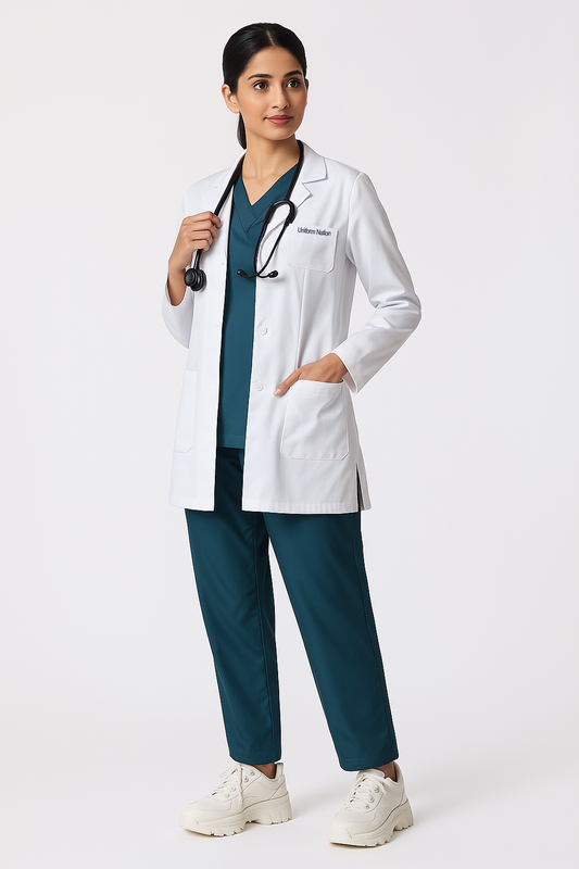 Women's Lab Coat Apron - Long Length Long Sleeve