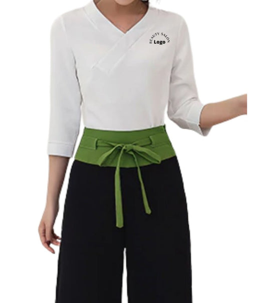 Designer Salon Work Dress (2 Piece) - Color White