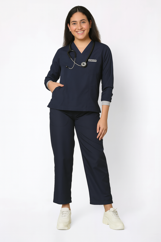 Women's Scrubs - Classic Longsleeves Color Navy