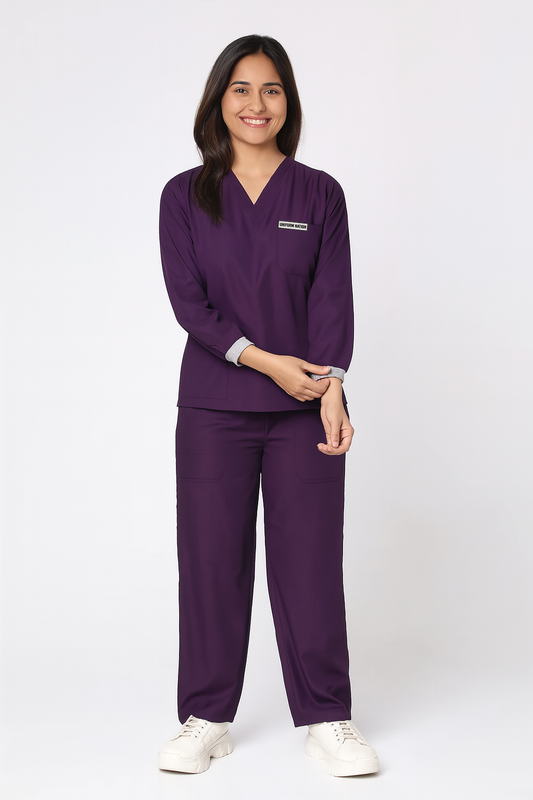Women's Scrubs - Classic Longsleeves Color Wine